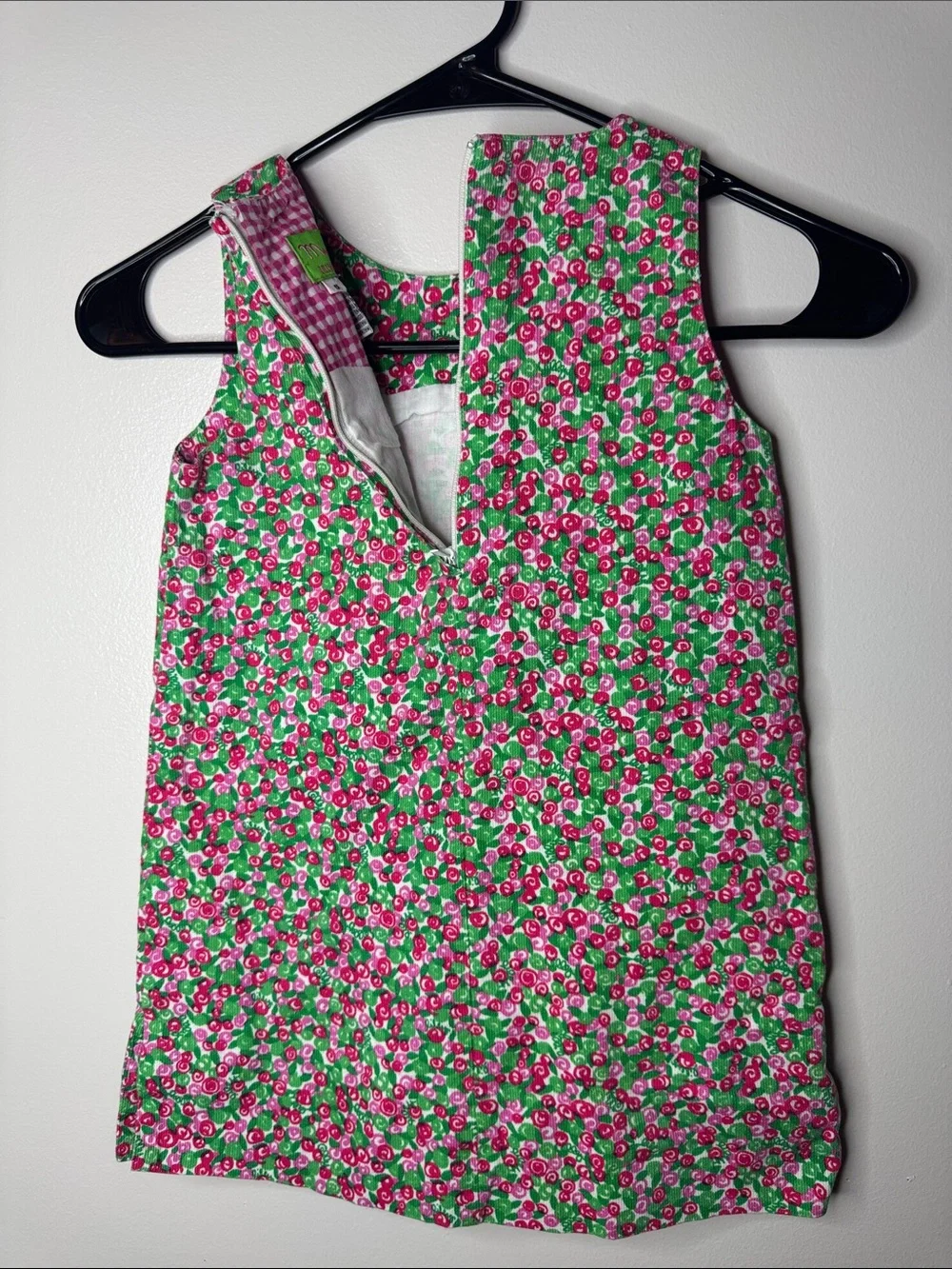 Lilly Pulitzer Girls Sleeveless Floral Shift Dress in Pink & Green